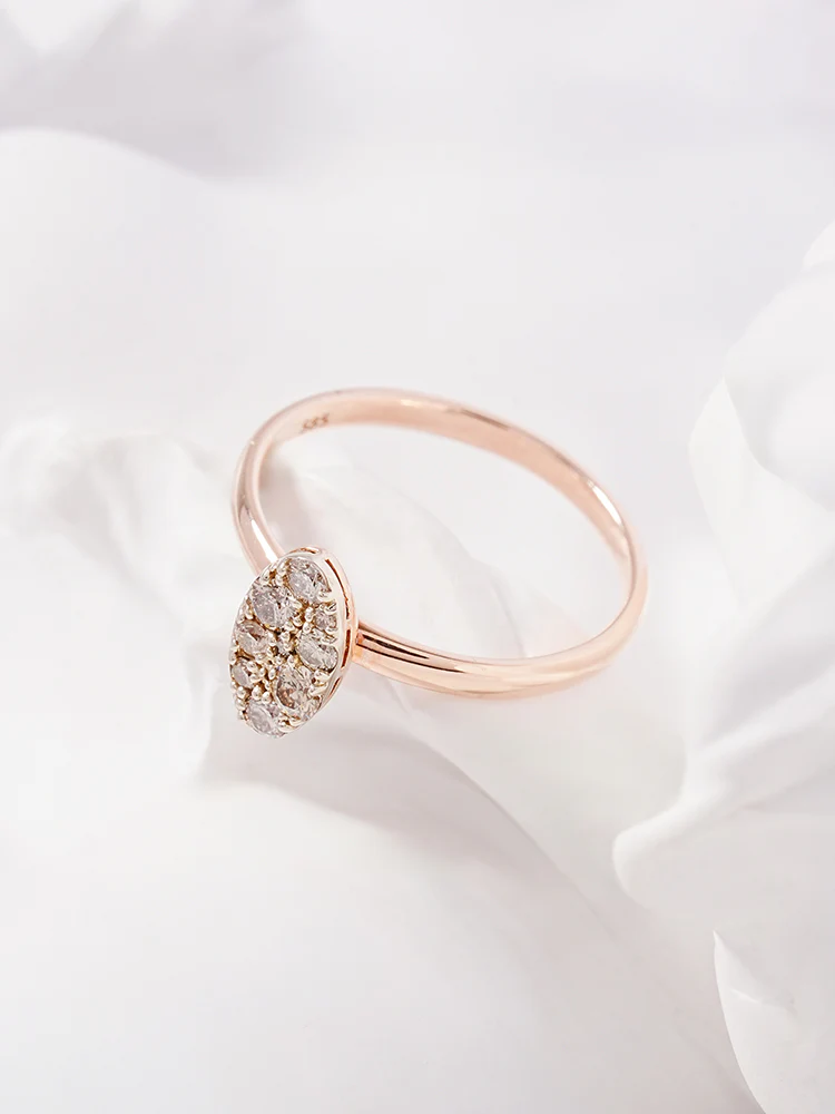 14K 18K Solid Gold Glitter Oval Diamond Ring - Image 9