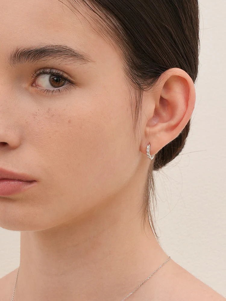14K 18K Solid Gold Lab Diamond Layered Daily Cartilage Hoop Earring - Image 13
