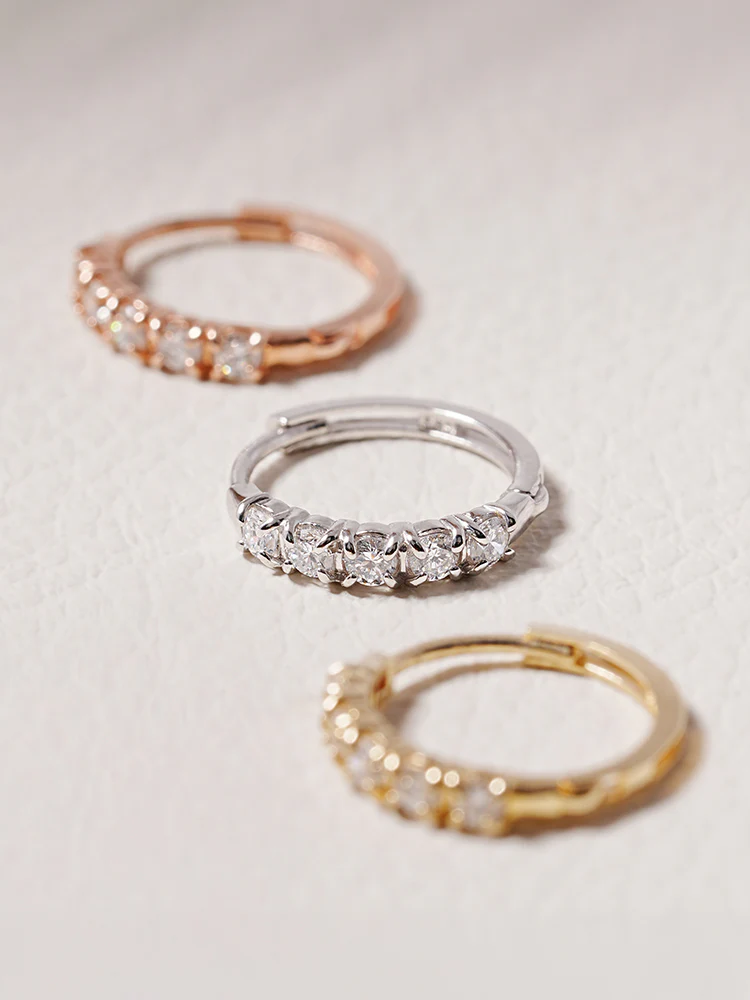 14K 18K Solid Gold Lab Diamond Layered Daily Cartilage Hoop Earring - Image 14