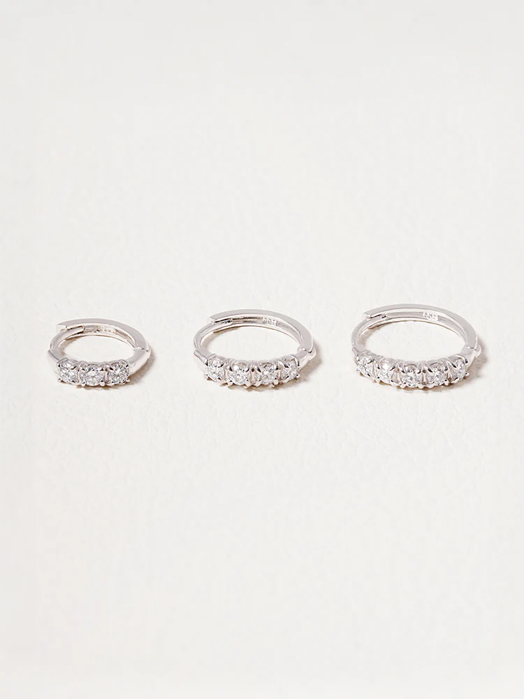 14K 18K Solid Gold Lab Diamond Layered Daily Cartilage Hoop Earring - Image 6