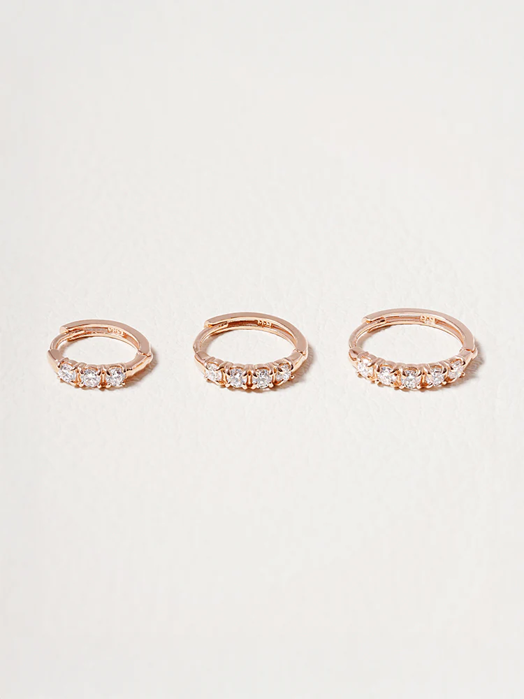 14K 18K Solid Gold Lab Diamond Layered Daily Cartilage Hoop Earring - Image 8