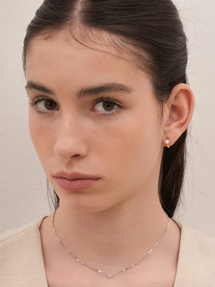 14K 18K Solid Gold Lab Diamond Mini Cartilage Hoop Earring - Image 15