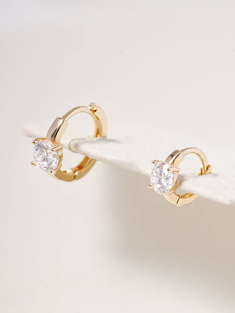 14K 18K Solid Gold Lab Diamond Mini Cartilage Hoop Earring - Image 18