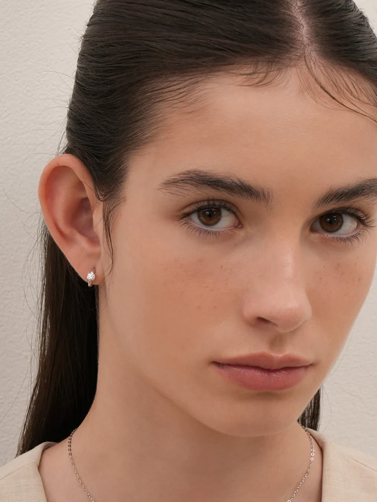 14K 18K Solid Gold Lab Diamond Mini Cartilage Hoop Earring - Image 19