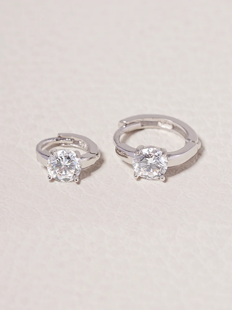 14K 18K Solid Gold Lab Diamond Mini Cartilage Hoop Earring - Image 6