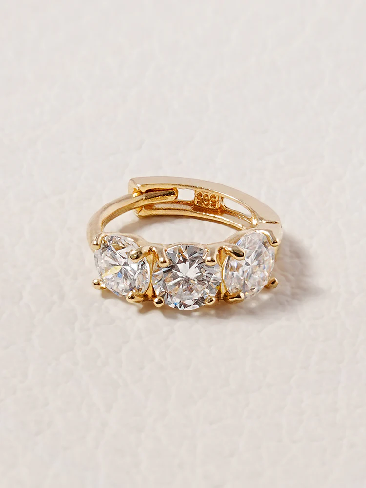 14K 18K Solid Gold Lab Diamond Mini Daily Cartilage Hoop Earring - Image 16