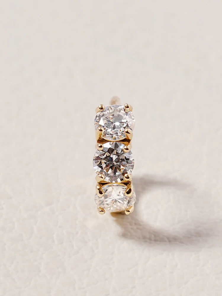 14K 18K Solid Gold Lab Diamond Mini Daily Cartilage Hoop Earring - Image 28