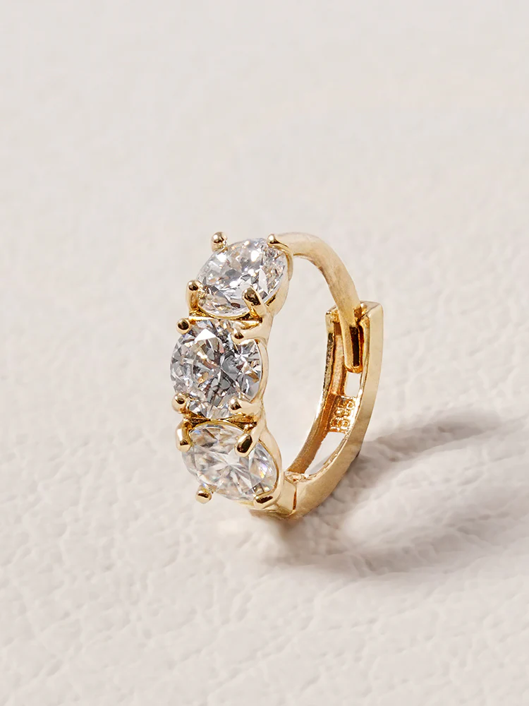 14K 18K Solid Gold Lab Diamond Mini Daily Cartilage Hoop Earring - Image 29