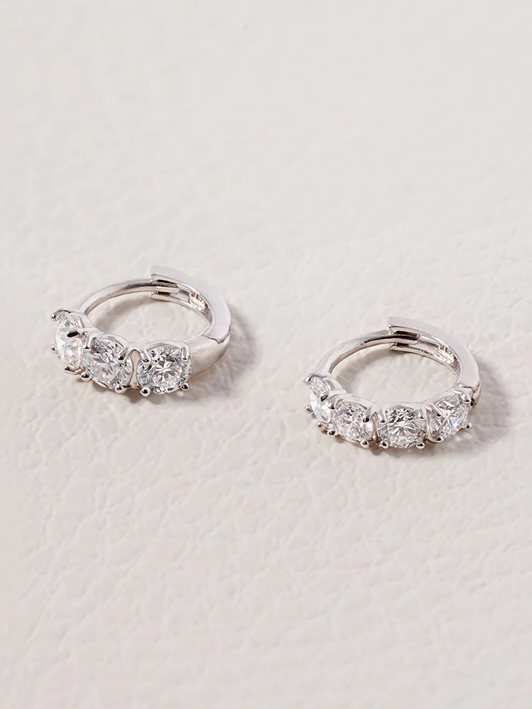 14K 18K Solid Gold Lab Diamond Mini Daily Cartilage Hoop Earring - Image 3