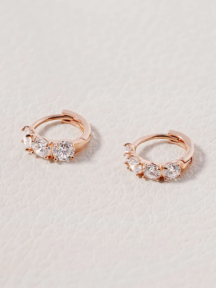 14K 18K Solid Gold Lab Diamond Mini Daily Cartilage Hoop Earring - Image 5