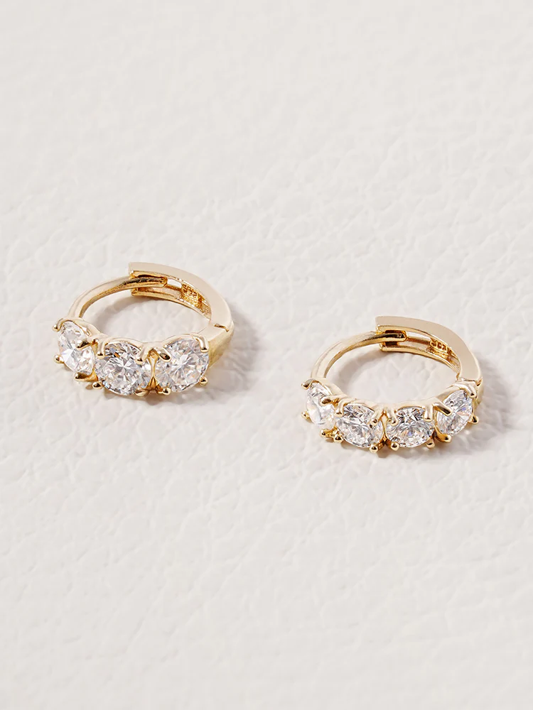 14K 18K Solid Gold Lab Diamond Mini Daily Cartilage Hoop Earring - Image 7