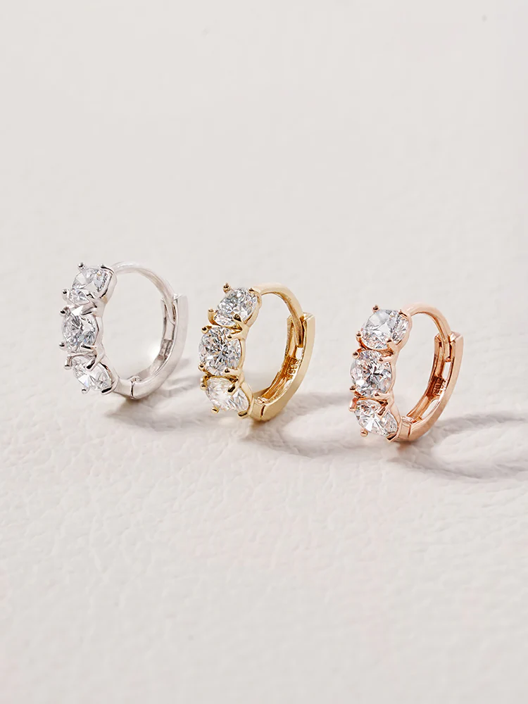 14K 18K Solid Gold Lab Diamond Mini Daily Cartilage Hoop Earring - Image 8