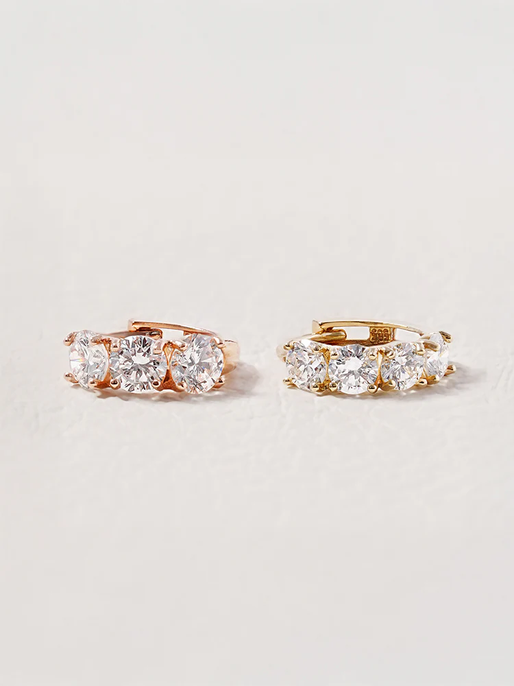 14K 18K Solid Gold Lab Diamond Mini Daily Cartilage Hoop Earring - Image 9