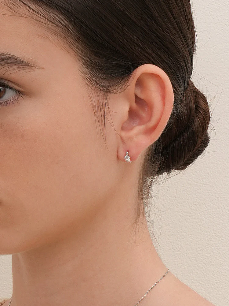 14K 18K Solid Gold Lab Diamond Mini Rediant Cartilage Hoop Earring - Image 21