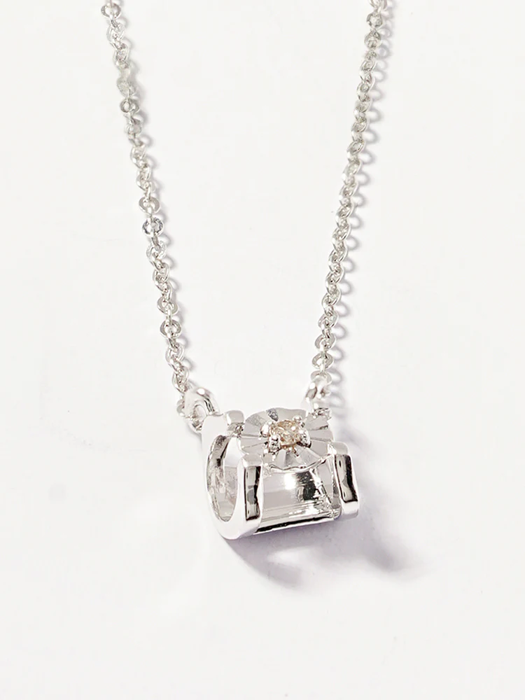 14K 18K Solid Gold Platinum Frame Diamond Necklace - Image 14