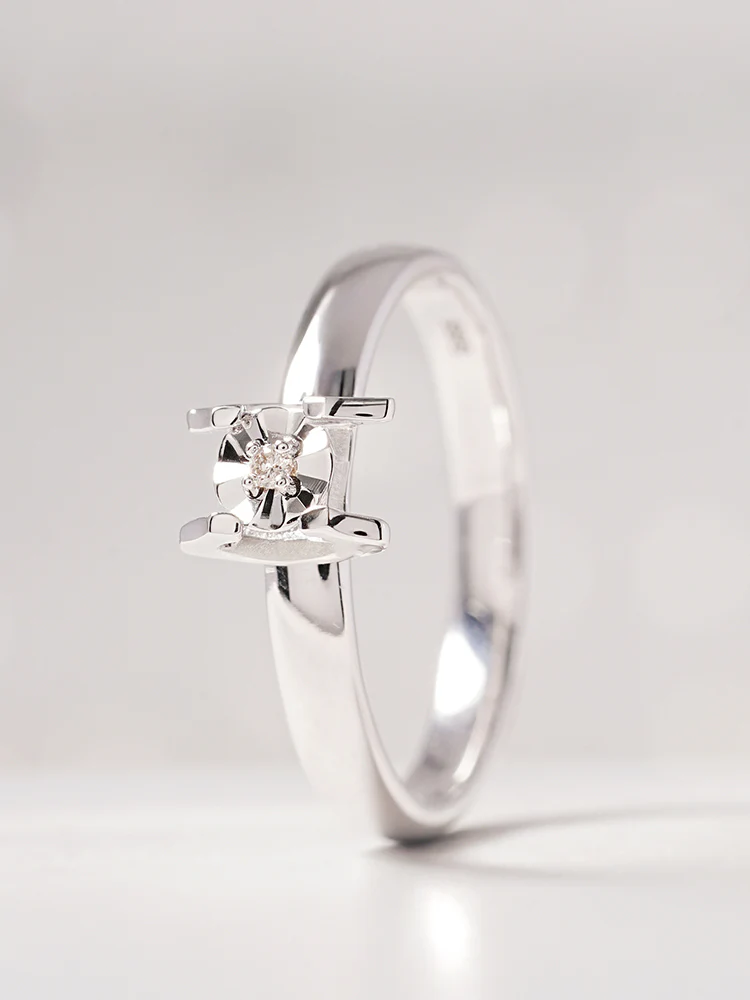 14K 18K Solid Gold Platinum Frame Diamond Ring - Image 13