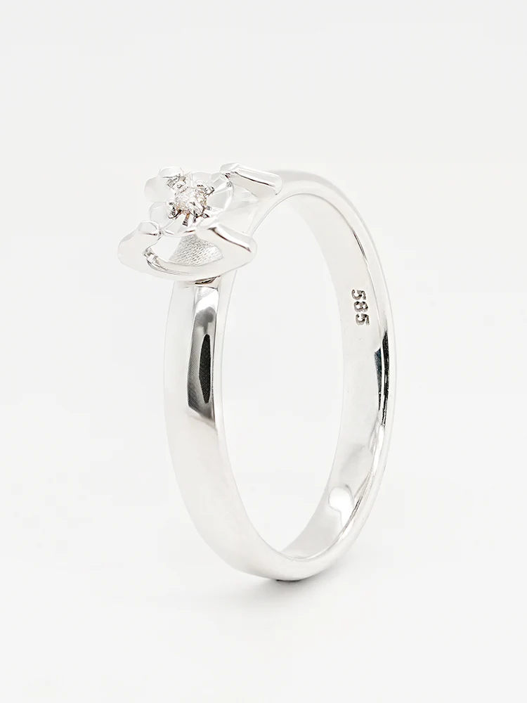 14K 18K Solid Gold Platinum Frame Diamond Ring - Image 18