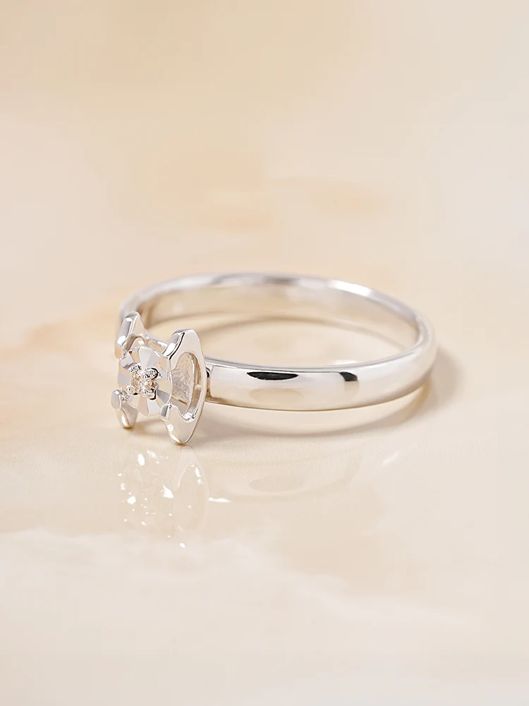 14K 18K Solid Gold Platinum Frame Diamond Ring - Image 3