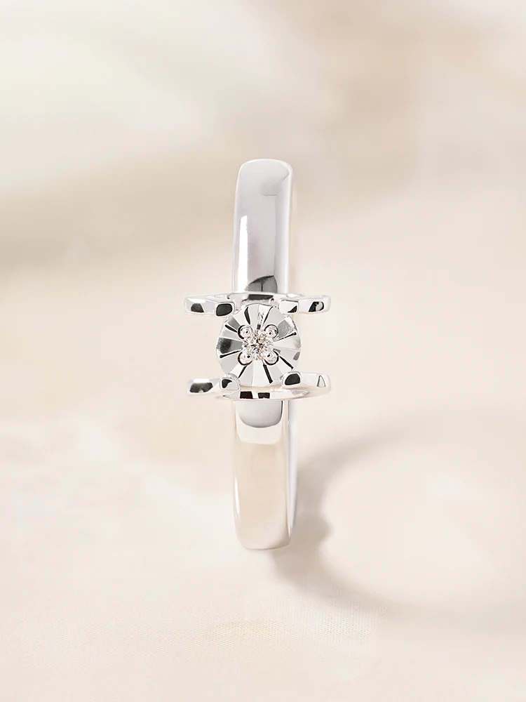14K 18K Solid Gold Platinum Frame Diamond Ring - Image 5