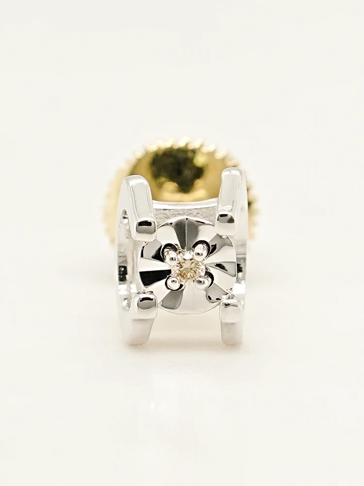 14K 18K Solid Gold Platinum Frame Diamond Stud Earring - Image 13