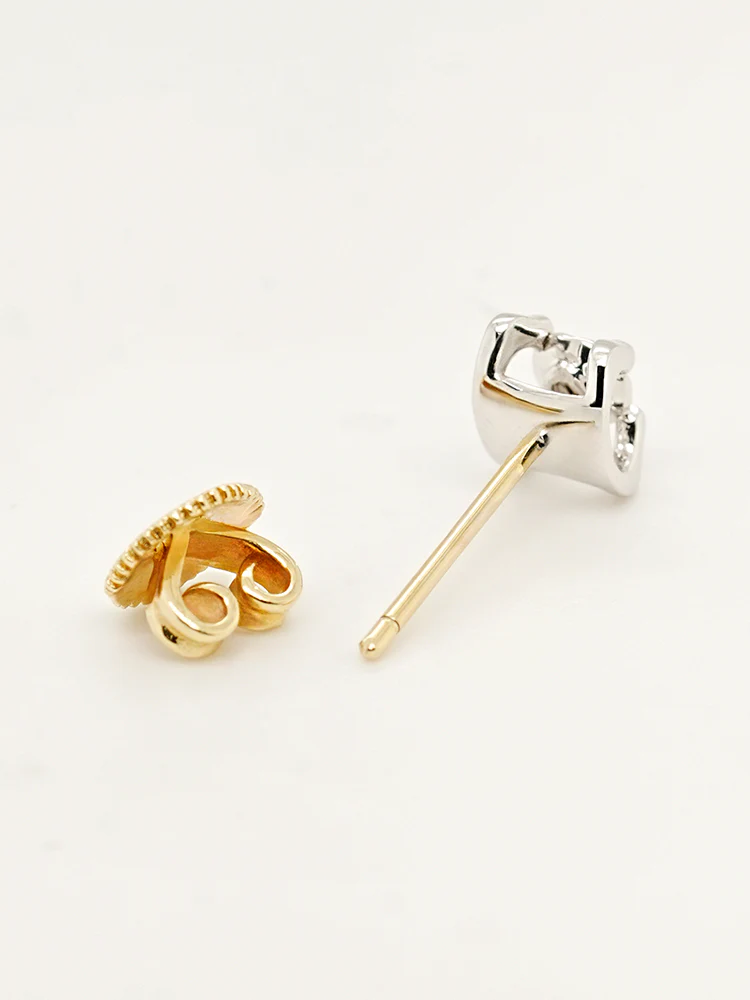 14K 18K Solid Gold Platinum Frame Diamond Stud Earring - Image 15