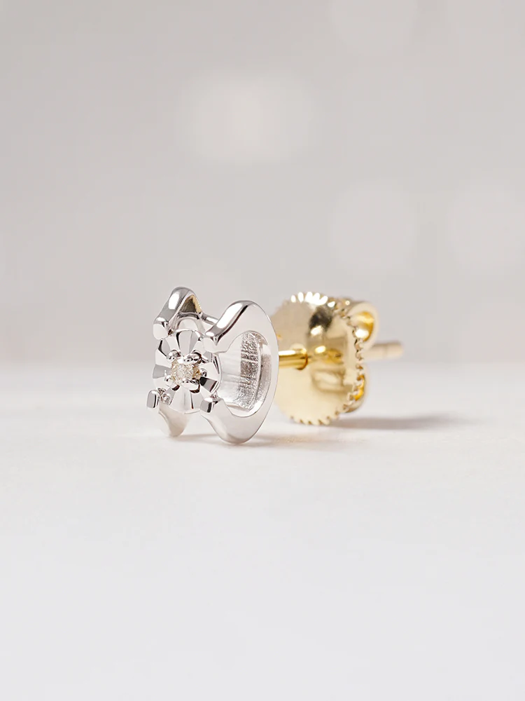 14K 18K Solid Gold Platinum Frame Diamond Stud Earring - Image 5