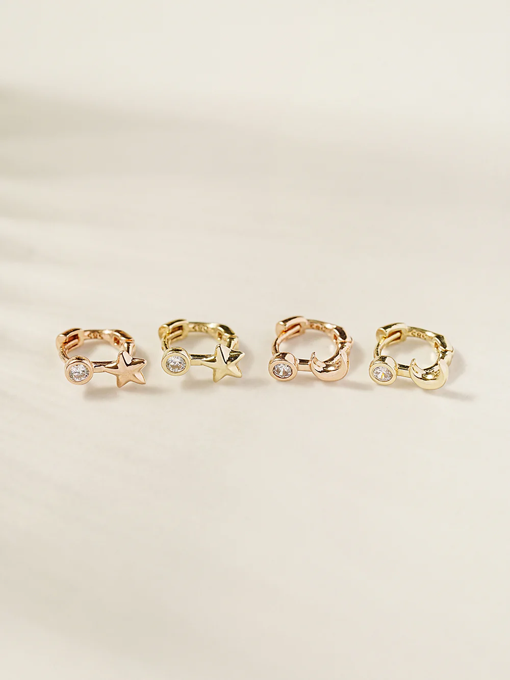 14K 18K Symbol Star, Crescent, Heart and Clover Cartilage Hoop Earring - Image 7
