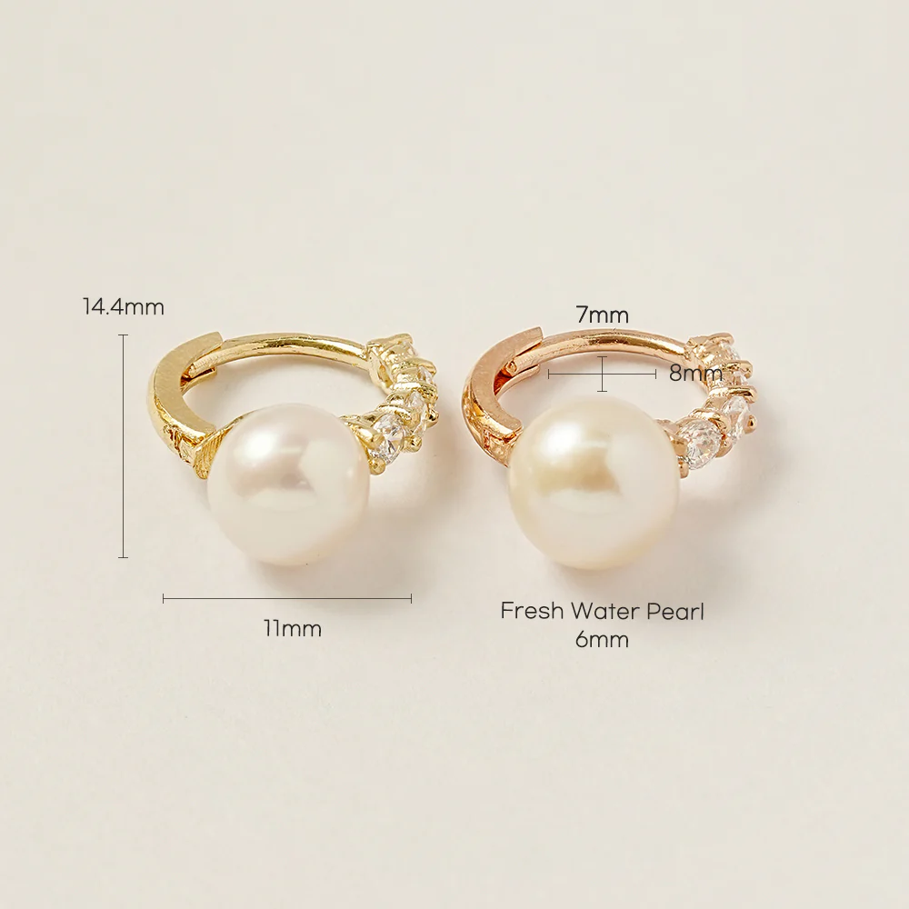 14K 18K Tiffany Fresh Water Pearl Cartilage Hoop Earring - Image 10