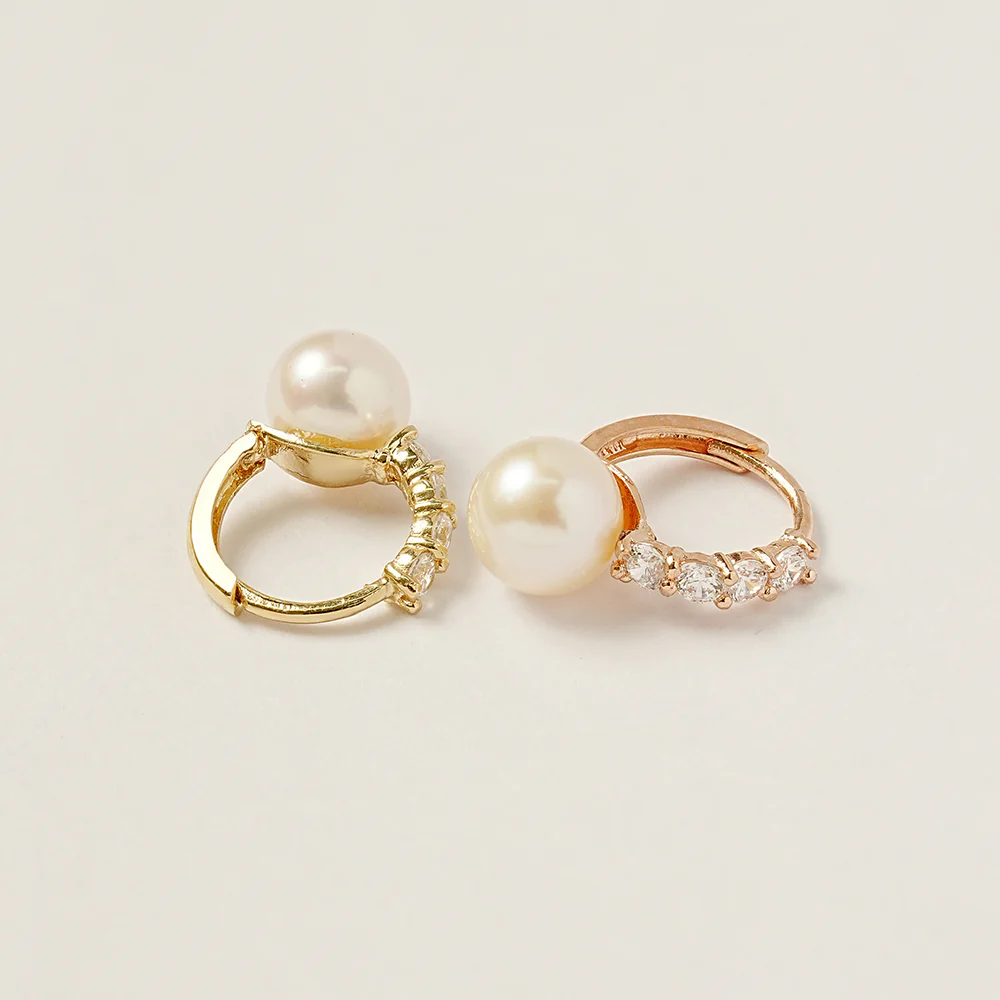 14K 18K Tiffany Fresh Water Pearl Cartilage Hoop Earring - Image 9