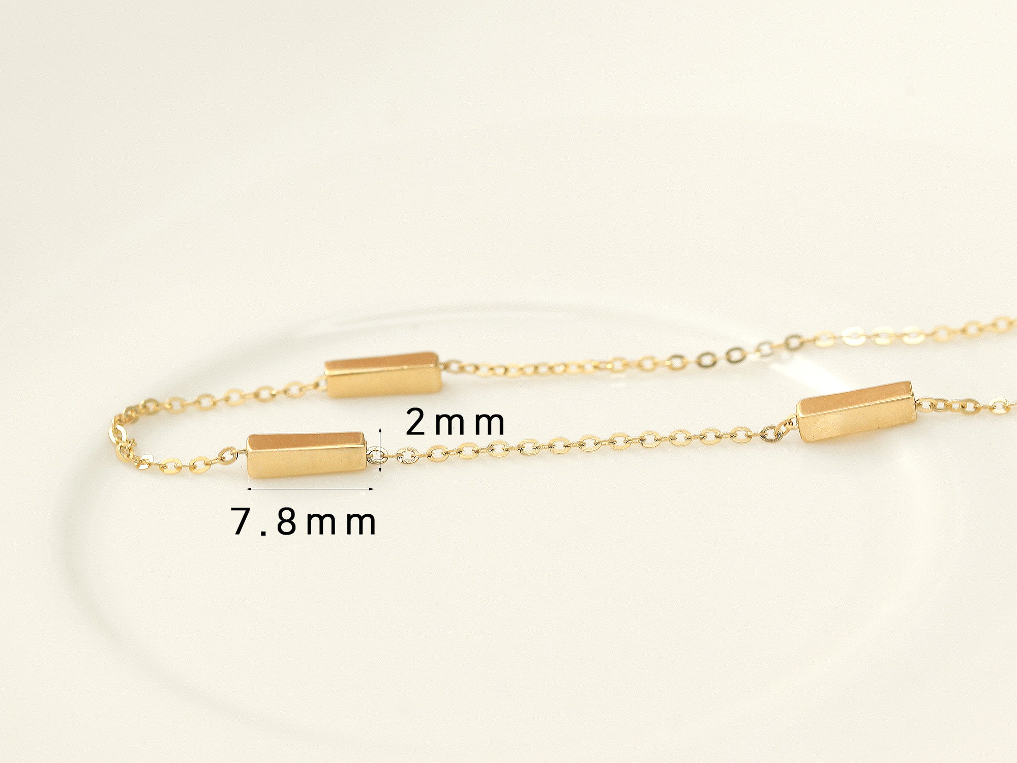 14K 18K Gold Volume Square Stick Anklet Bracelet - Image 10