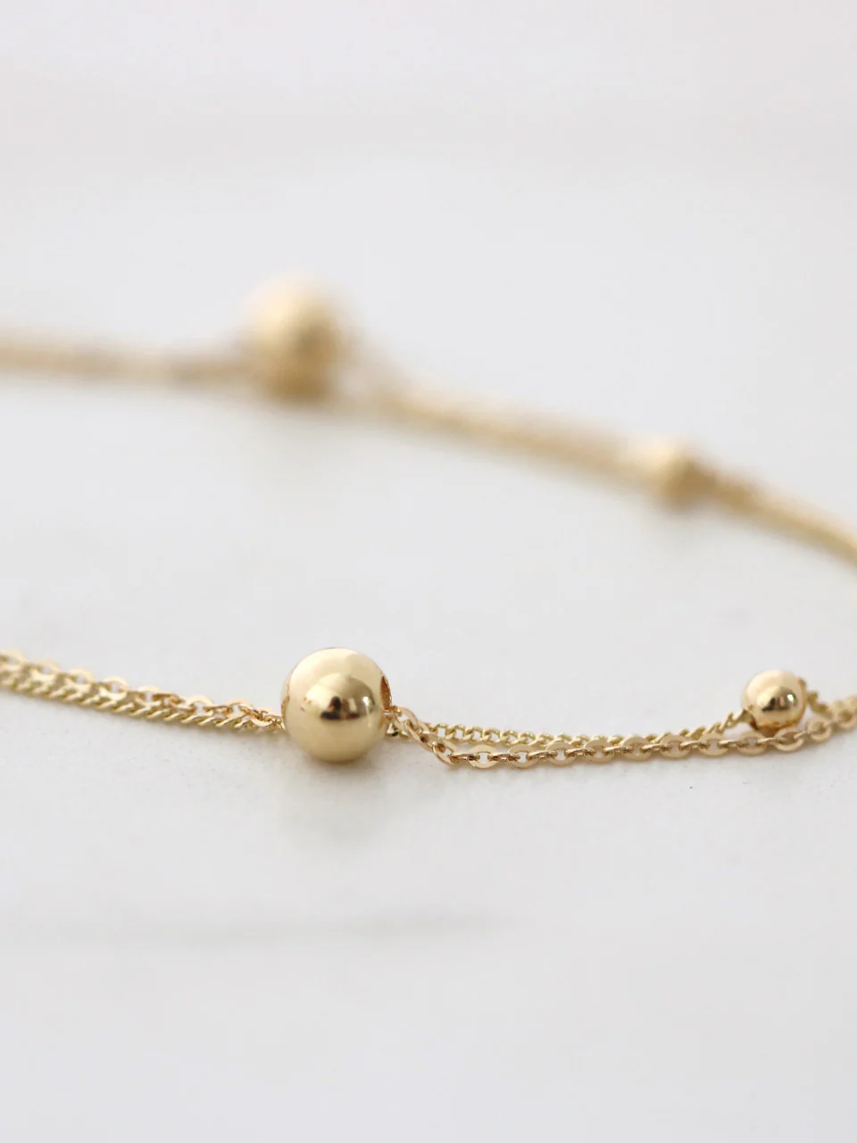 14K Gold 2 Line Ball Bracelet - Image 8