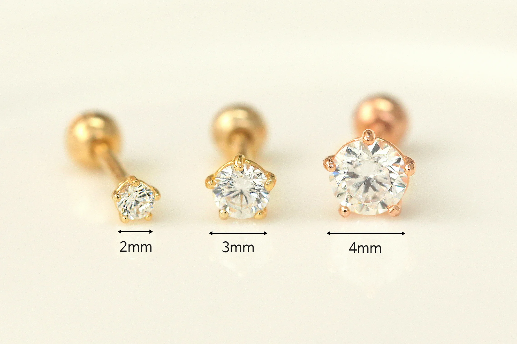 14K Gold 5 Prongs Cubic Cartilage Earring 18G16G - Image 10