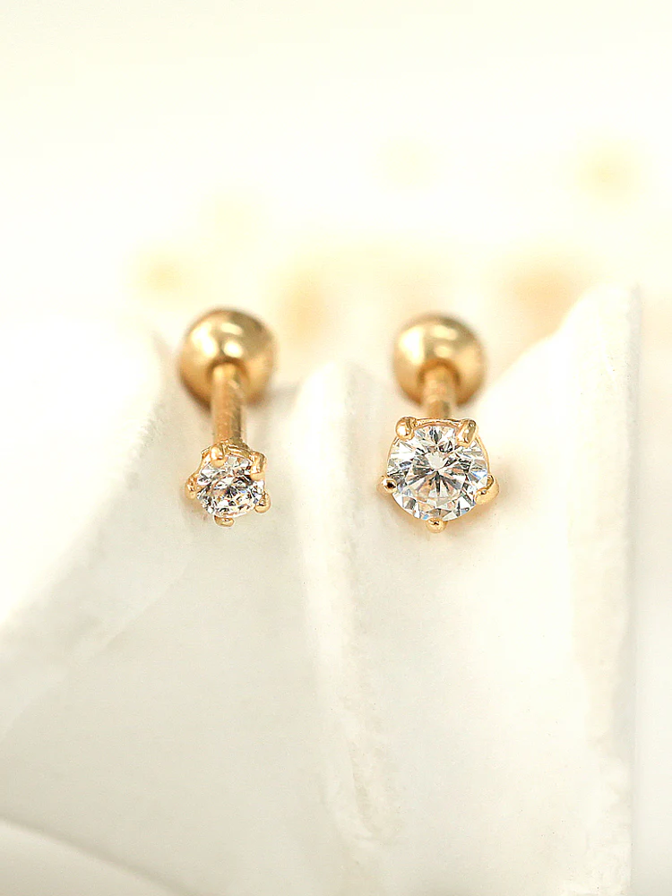 14K Gold 5 Prongs Cubic Cartilage Earring 18G16G - Image 6
