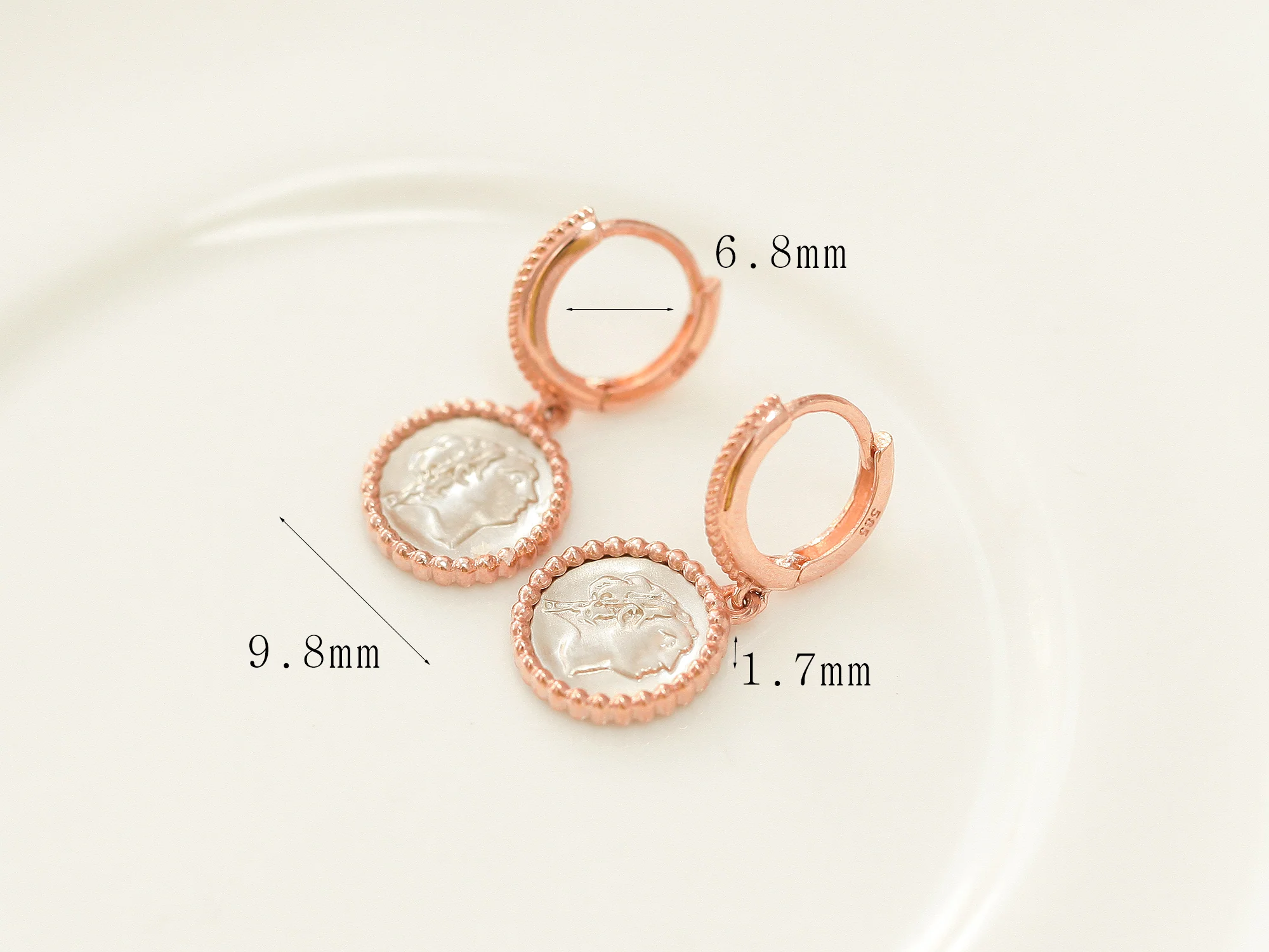 14K Gold Athens Coin Hoop Earring - Image 10