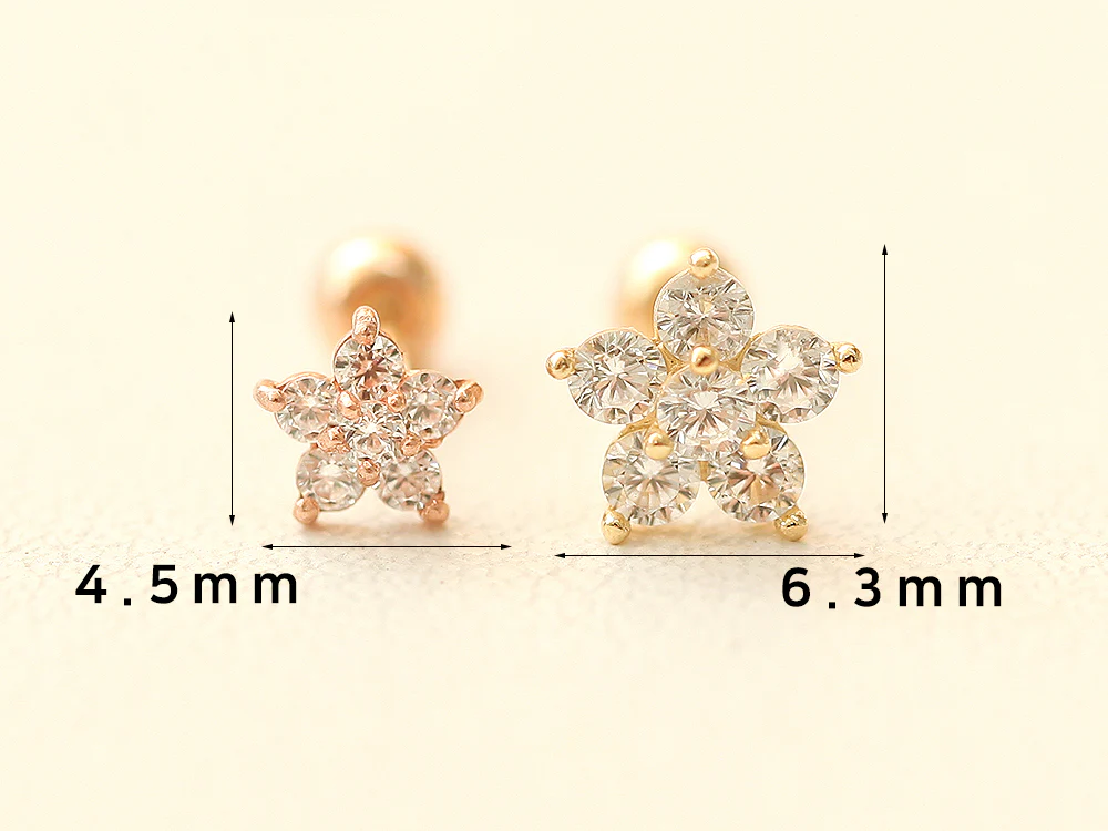14K Gold Best Flower Cartilage Earring 20G - Image 10