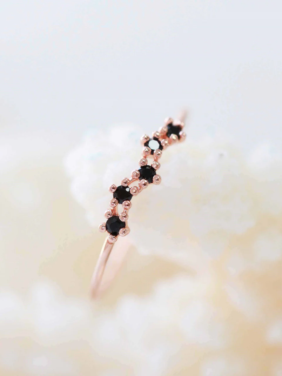 14K Gold Black Flower Ring - Image 3