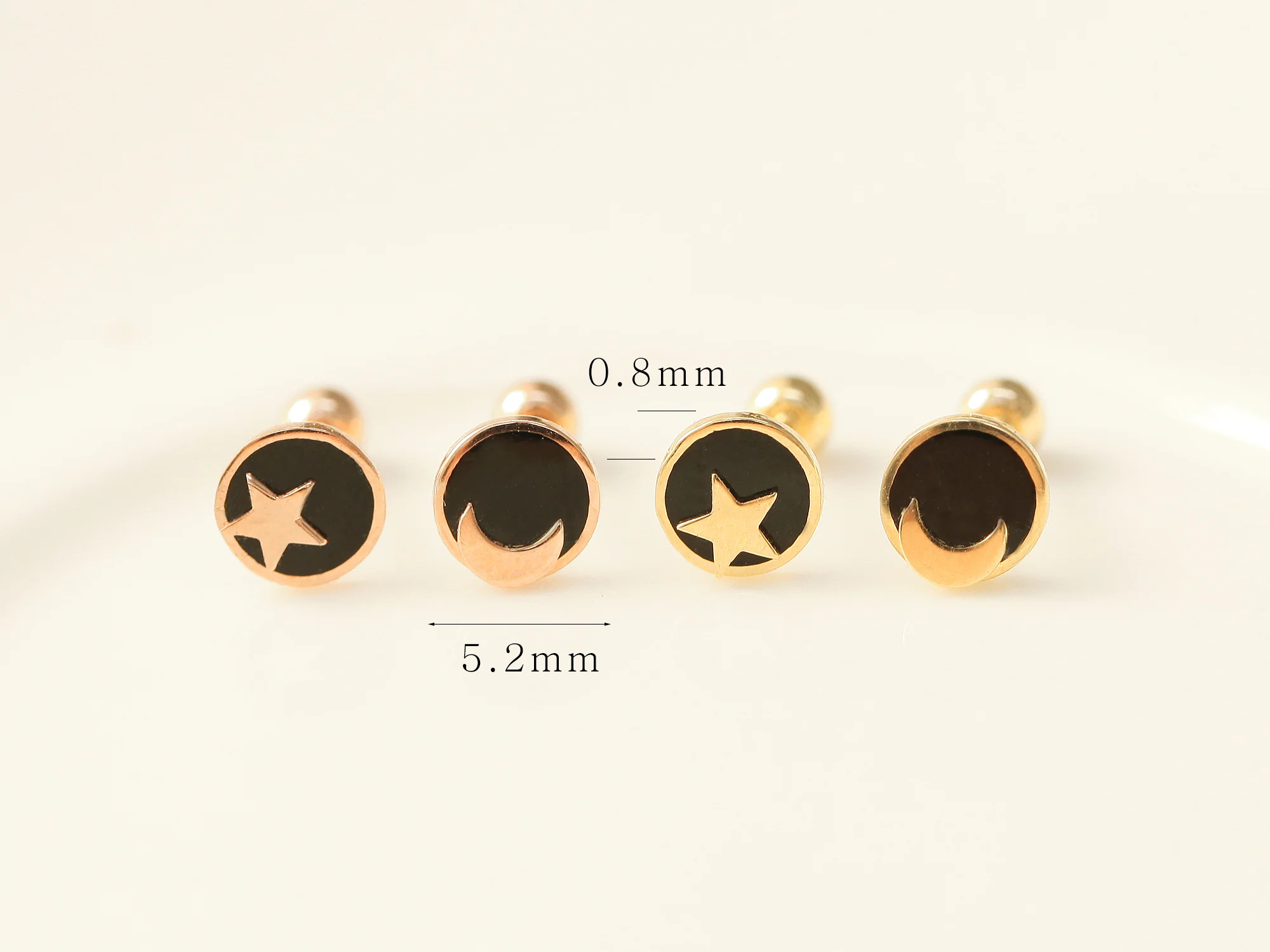 14K Gold Black Star Moon Cartilage Earring 20G - Image 12