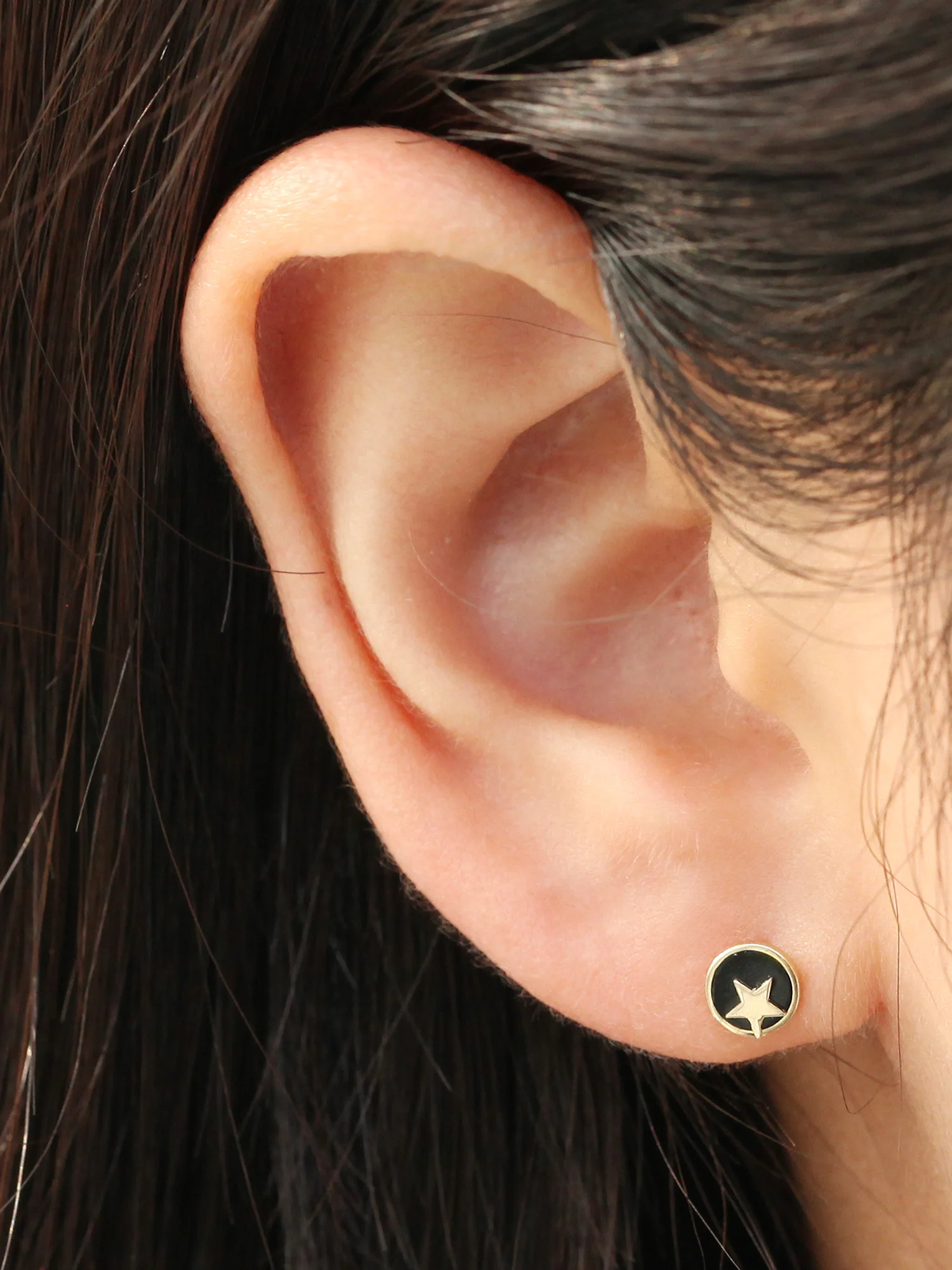 14K Gold Black Star Moon Cartilage Earring 20G - Image 8