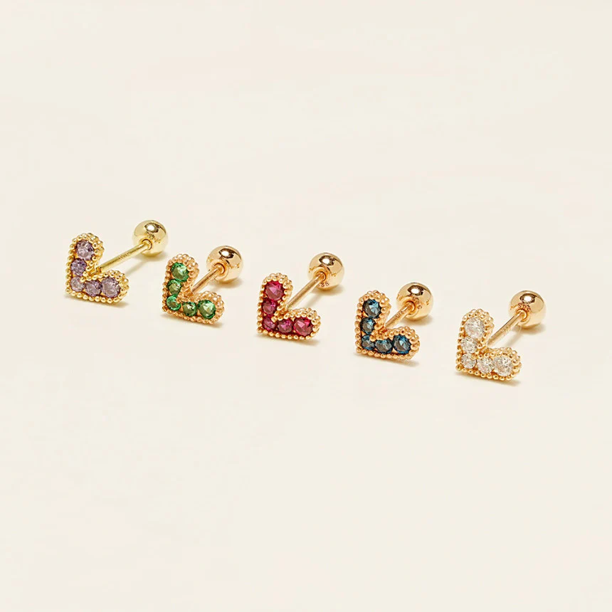 14K Gold Bling Lovely Heart Cartilage Earring 20G - Image 14