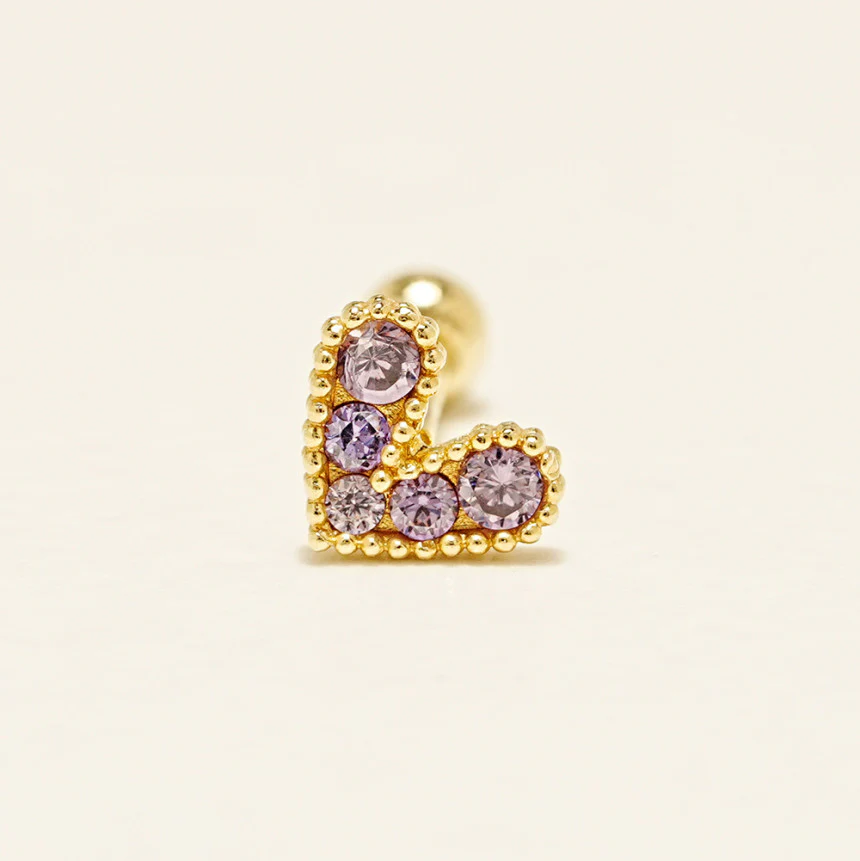 14K Gold Bling Lovely Heart Cartilage Earring 20G - Image 15