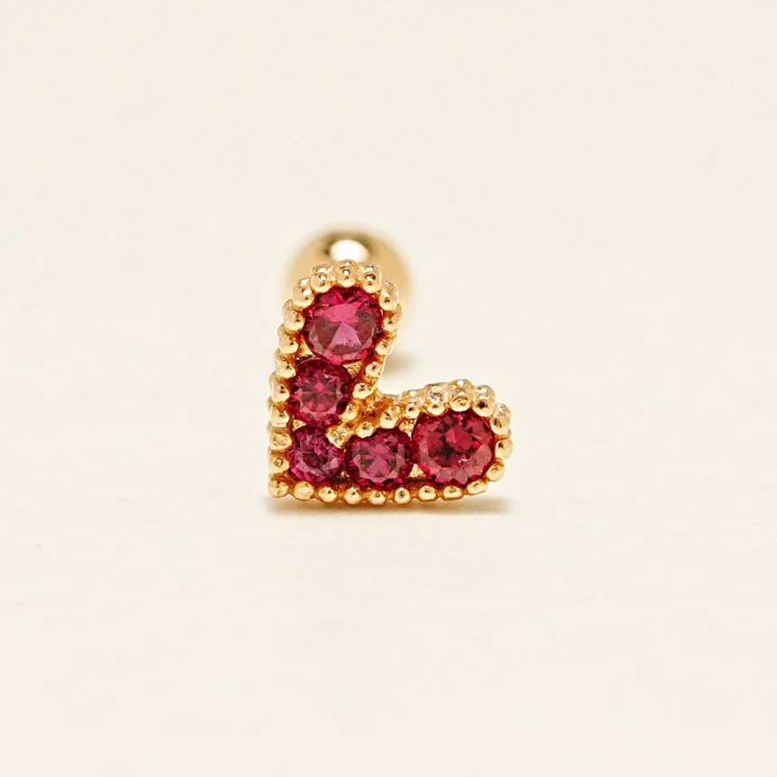 14K Gold Bling Lovely Heart Cartilage Earring 20G - Image 17