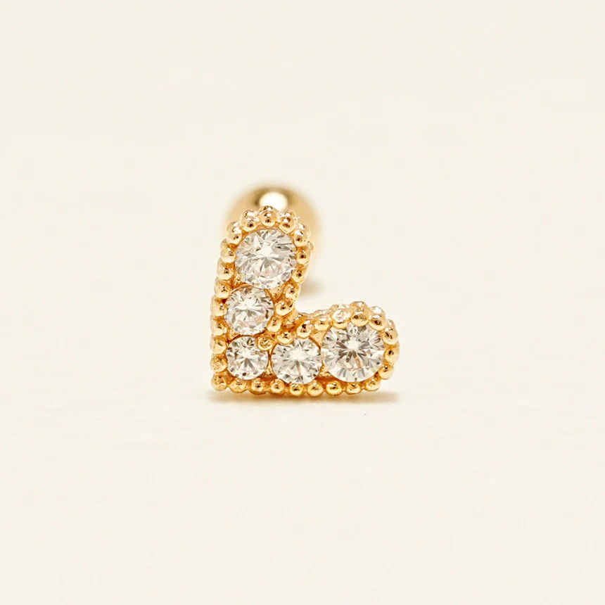 14K Gold Bling Lovely Heart Cartilage Earring 20G - Image 19