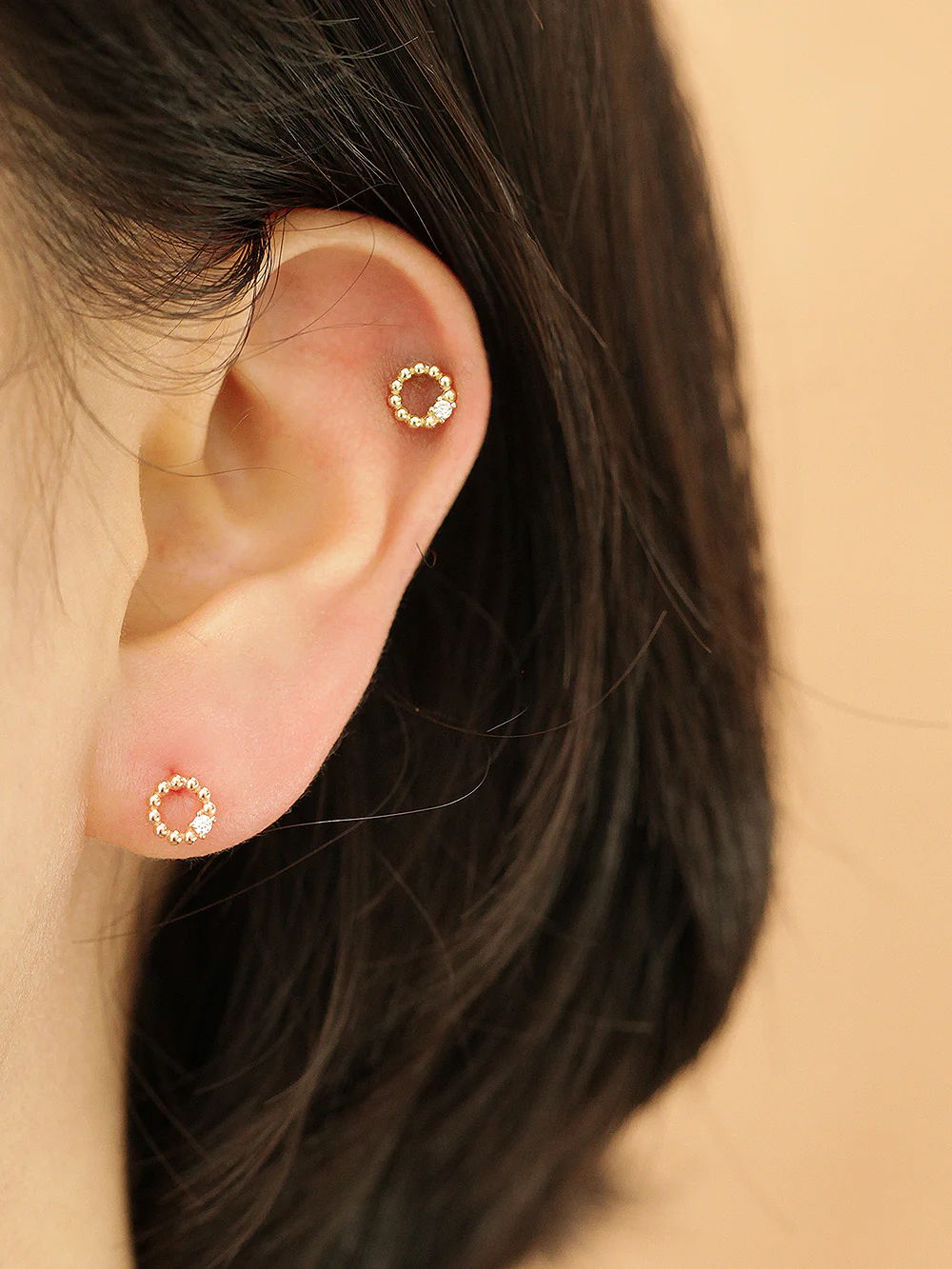 14K gold Bubble Ball Cubic cartilage earring 20g