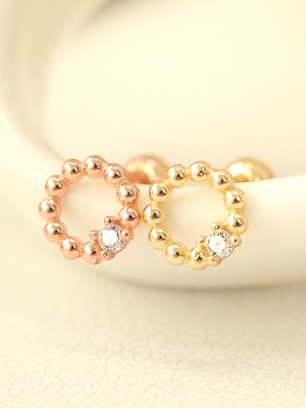 14K gold Bubble Ball Cubic cartilage earring 20g - Image 5