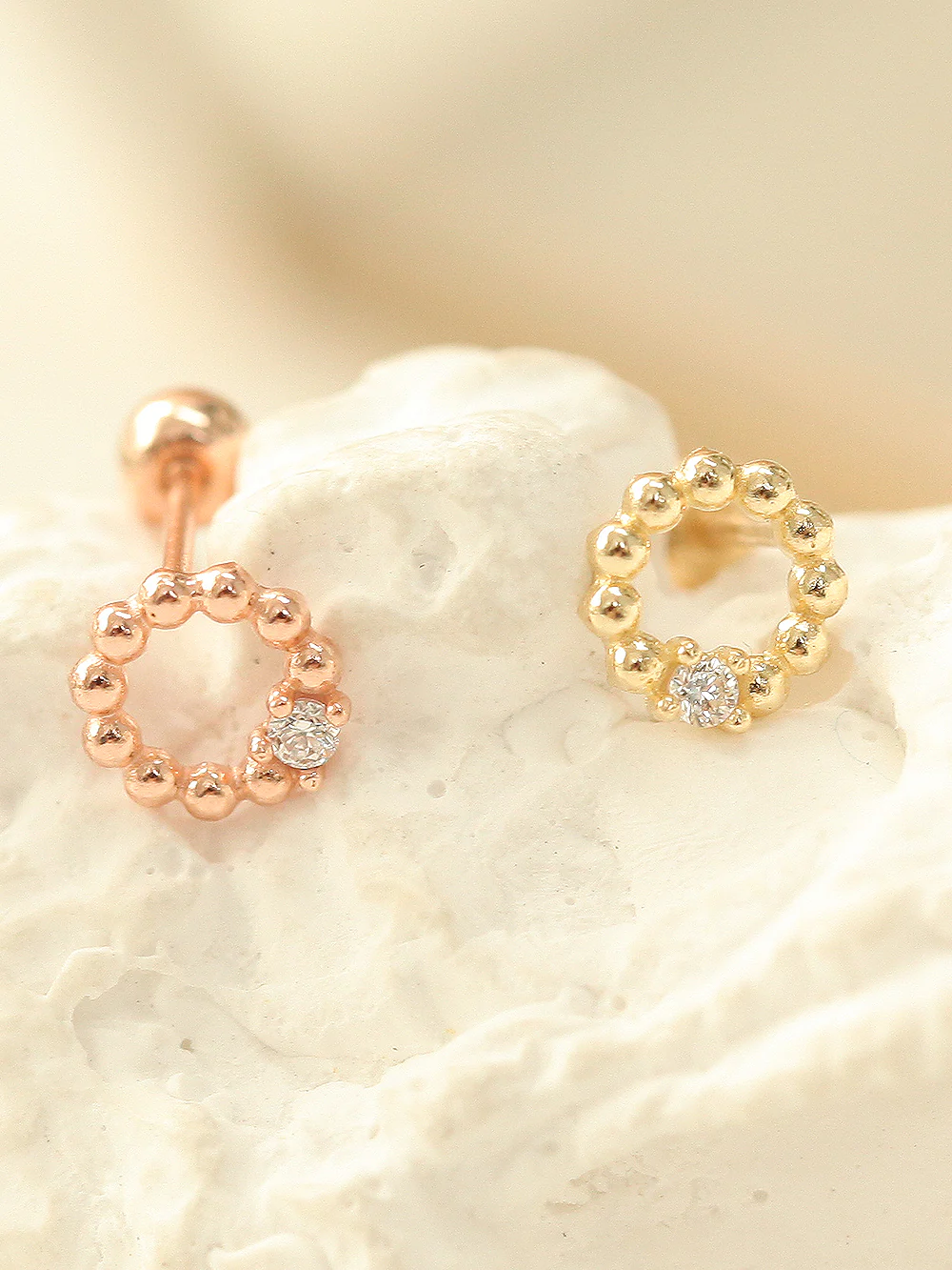 14K gold Bubble Ball Cubic cartilage earring 20g - Image 6