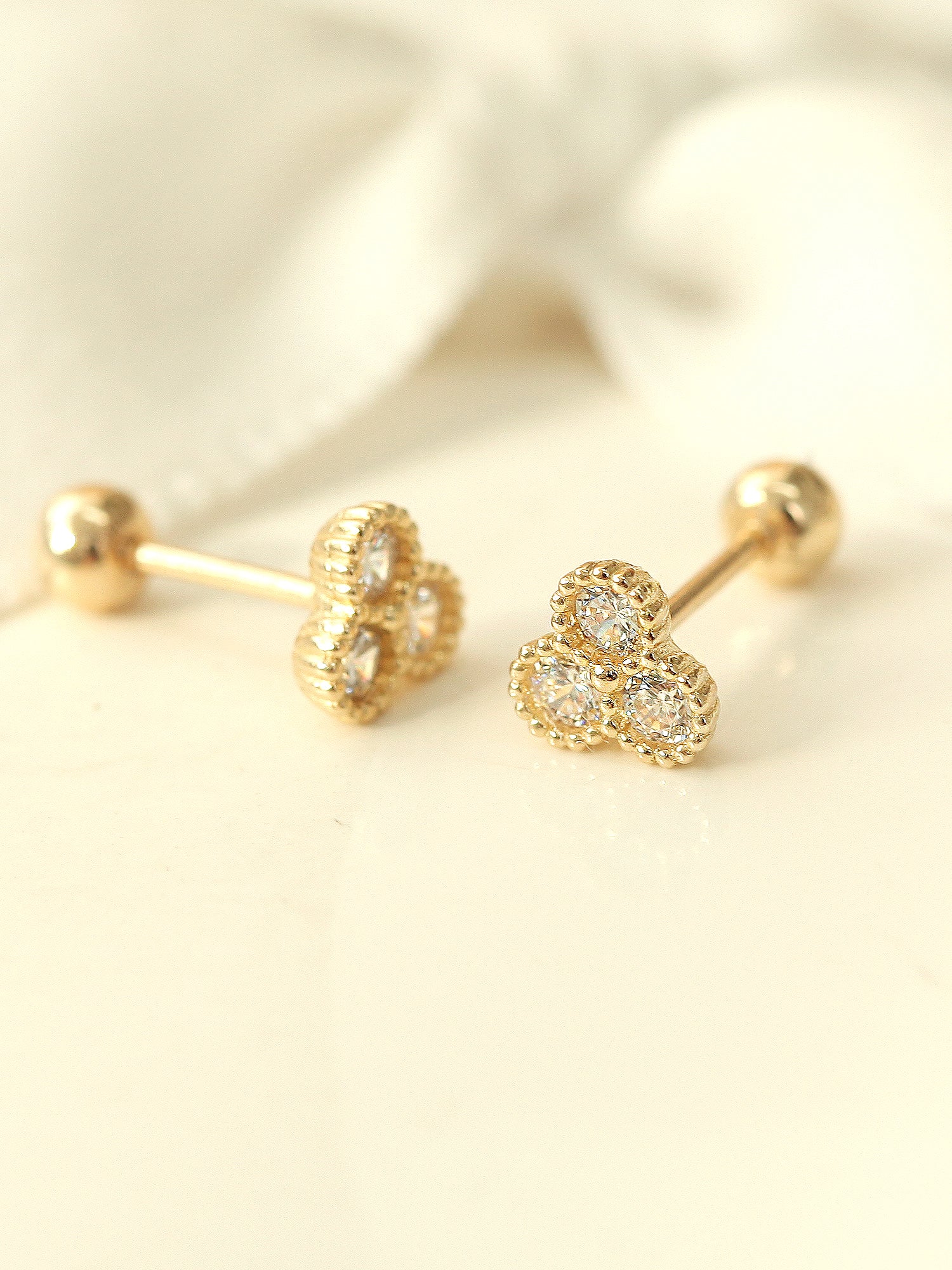14K Gold Bubble Triple Cubic Cartilage Earring 20G