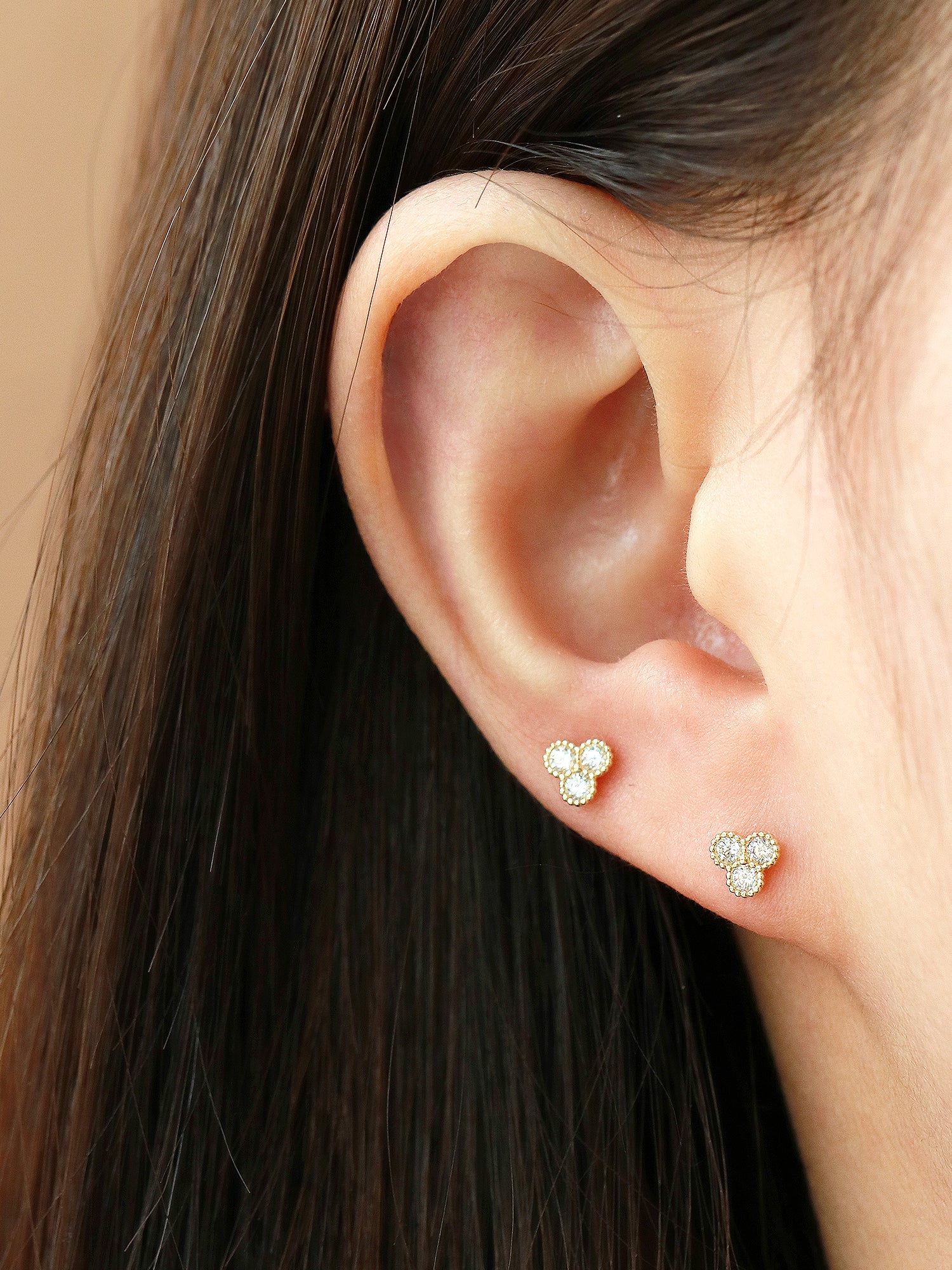 14K Gold Bubble Triple Cubic Cartilage Earring 20G - Image 6
