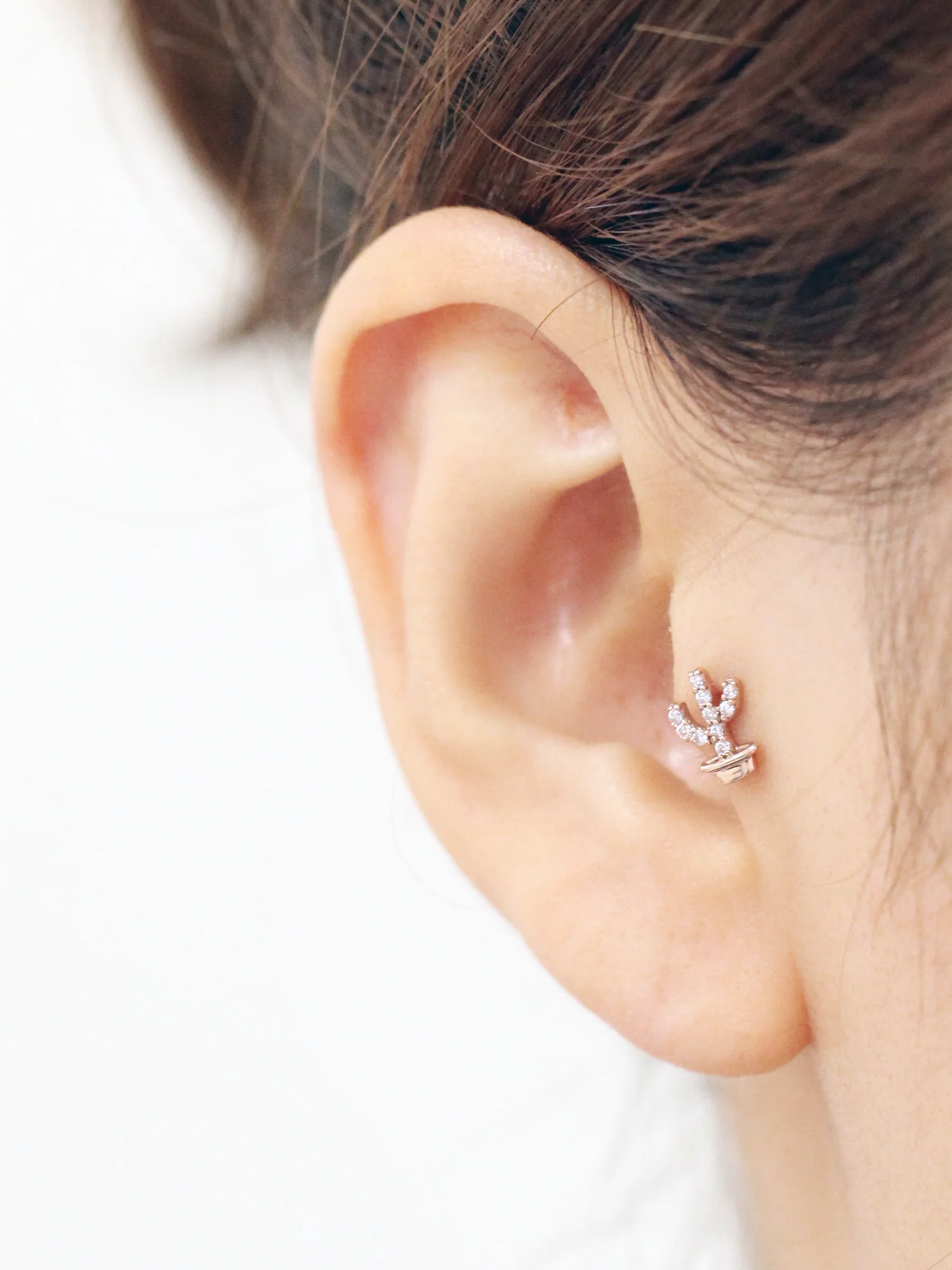 14K Gold Cactus Cubic Cartilage Earring 18G16G - Image 8