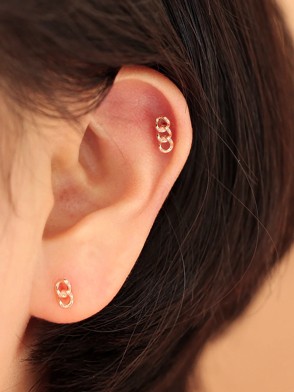 14K Gold Chain Cartilage Earring 20G - Image 6