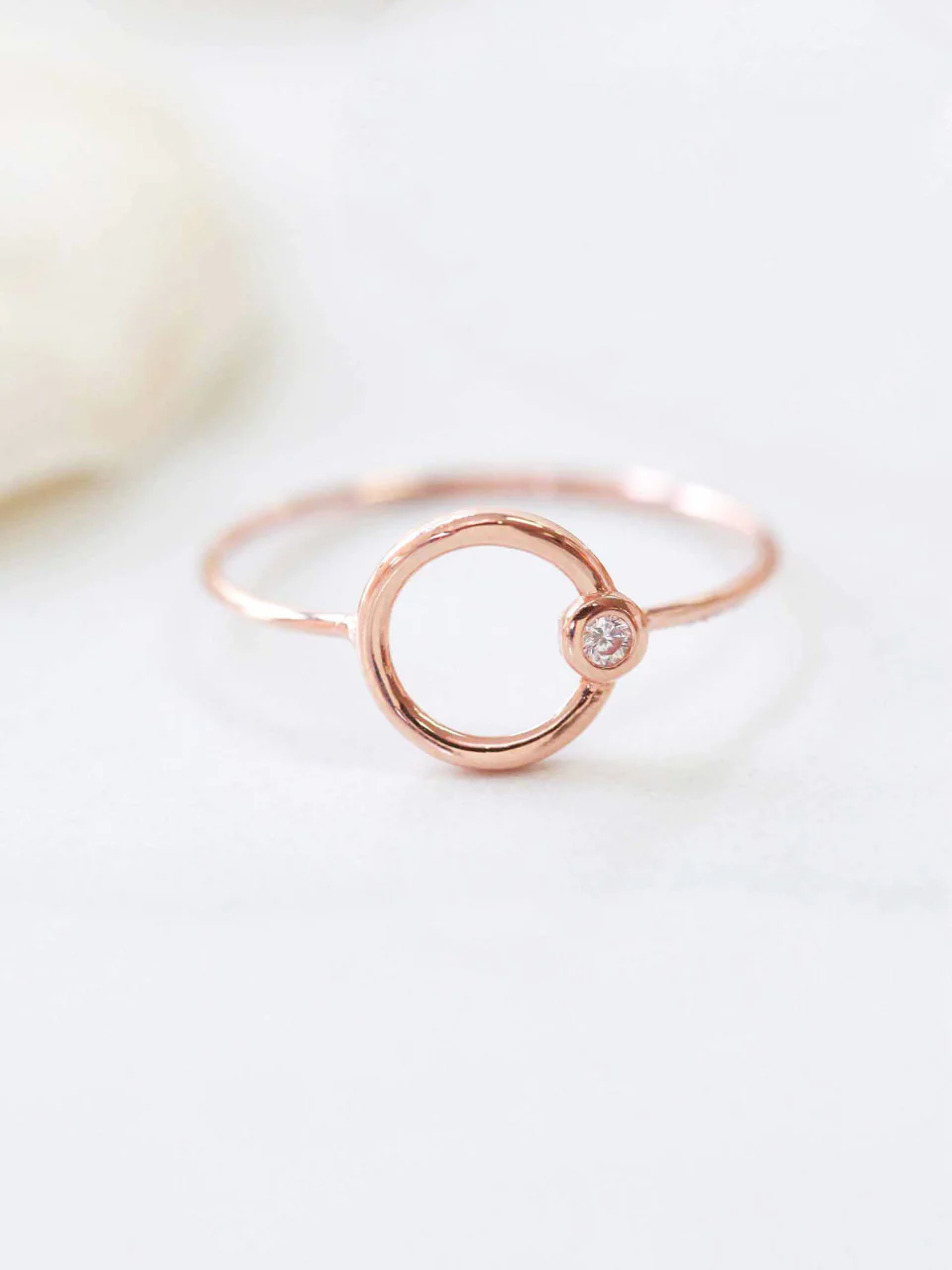 14K Gold Circle Cubic Ring - Image 2